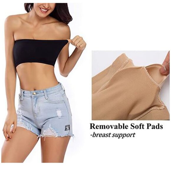 3pcs SET Strapless Bandeau Padded Tube Top Bra Stretch Non-slip - Picture 6 of 8
